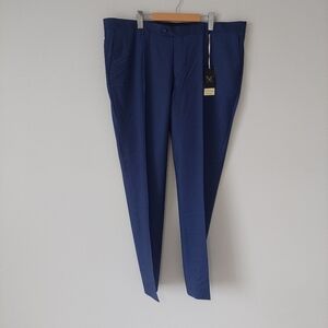 Lief Horsens Men's Dress Pants, Blue, 4000 Rock, 42 R, Made in Turkey, Wool Blnd